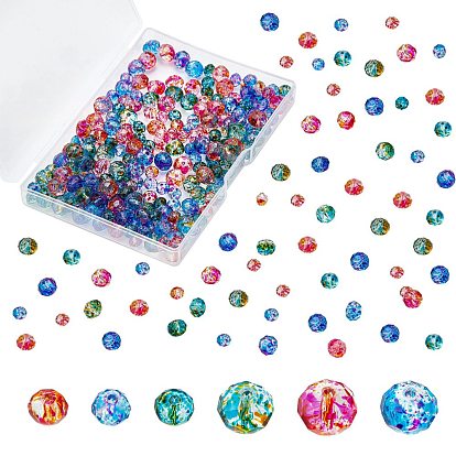 Spray Painted Glass Beads, Faceted, Rondelle