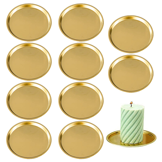 10Pcs 304 Stainless Steel Candle Holder, Centerpiece Plate, Flat Round