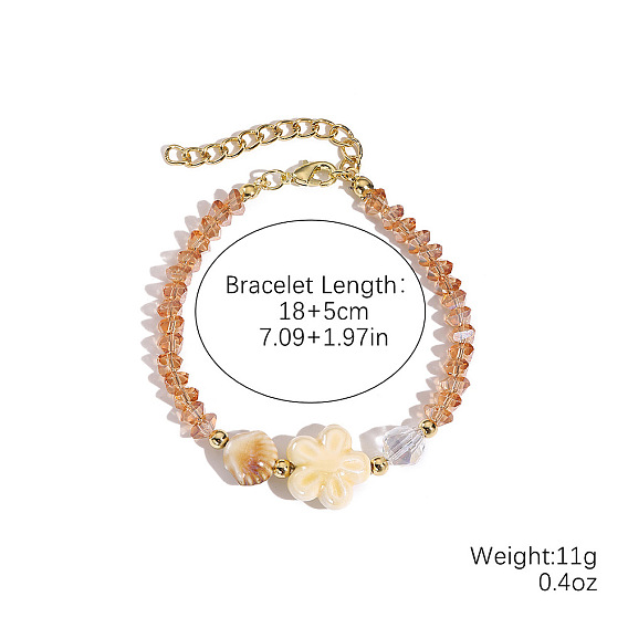 Браслеты из стеклянных и фарфоровых бусин для женщин, со сплавом и стразами, золотые