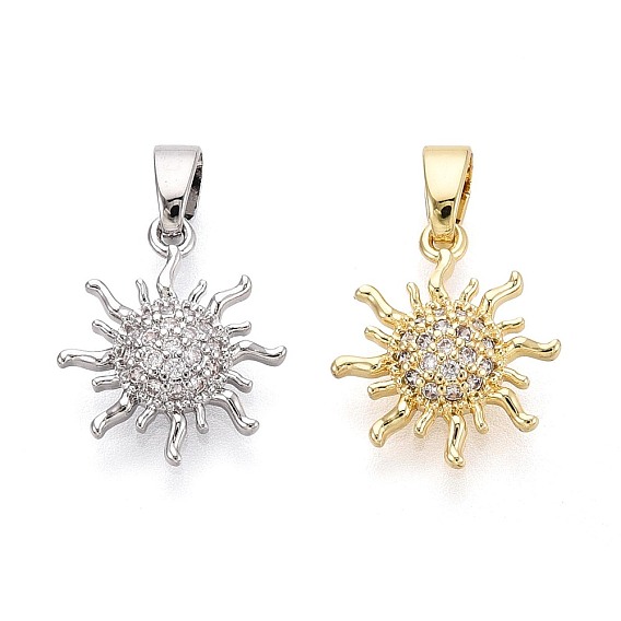 Латунные микропаве прозрачные подвески с фианитом, солнечные чары