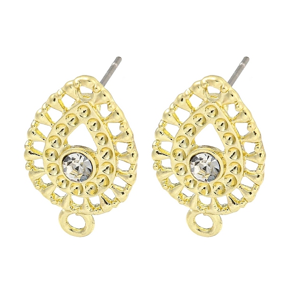 Rack Plating Alloy Stud Earring Finding, Cadmium Free & Nickel Free & Lead Free, Teardrop