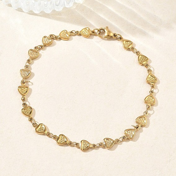 Женские 304 браслеты из нержавеющей стали с цепочками в форме сердца, ионное покрытие (ip)