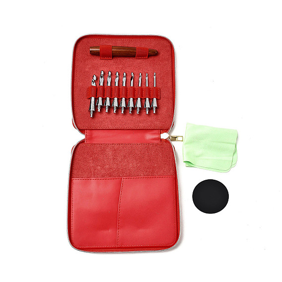 Набор инструментов для ручного вязания своими руками для начинающих, включая футляр для хранения, набор алюминиевых крючков для вязания, деревянная ручка, ткань