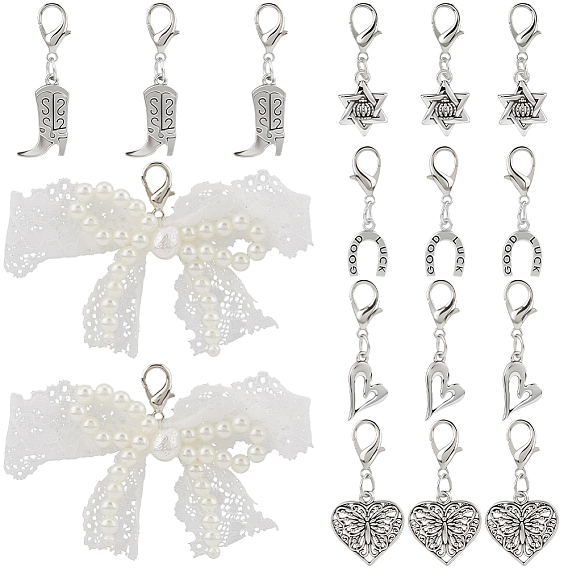 17 шт. 6 стили сплава для обуви Martin Boots подвески, с карабин-лобстерами 