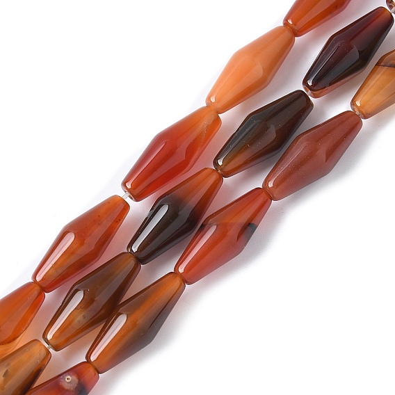 Окрашенные и нагретые нити из натурального сердолика, двухконусные