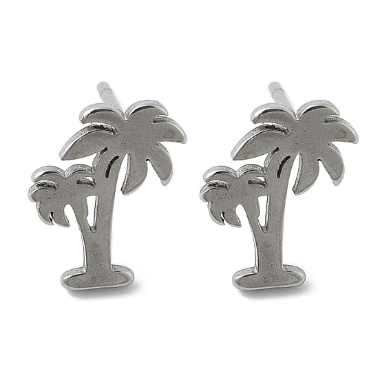 Серьги-гвоздики унисекс 304 из нержавеющей стали, кокосовая пальма