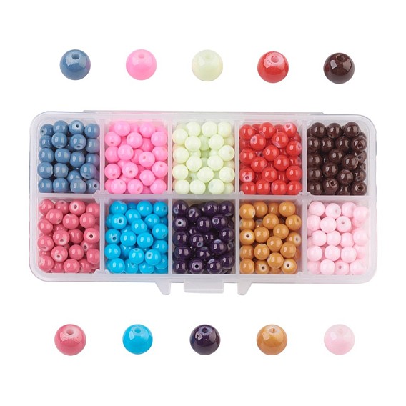 10 Farben bemalte Glasperlen, Backen Farbe, Runde