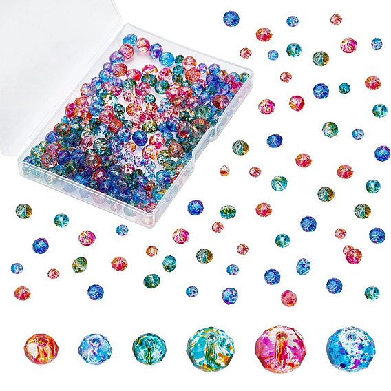Spray Painted Glass Beads, Faceted, Rondelle