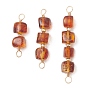 3шт. 3 стили, подвески-коннекторы из натурального янтаря в форме куба, с экологически чистыми петлями из медной проволоки