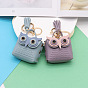 Cute Owl Imitation Leather Wallets, with Light Gold Keychian Clasps