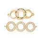 Brass Micro Pave Cubic Zirconia Connector Charms, Interlocking Ring Links, Rack Plating, Long-Lasting Plated, Cadmium Free & Lead Free