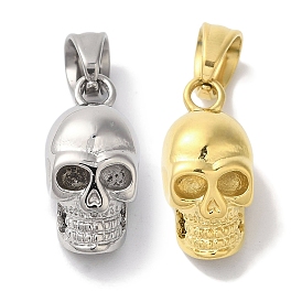 Ion Plating(IP) 304 Stainless Steel Pendants, Skull Charm