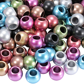 300шт. матовые рондели, окрашенные акриловой краской, европейские бусины, бусины с большим отверстием