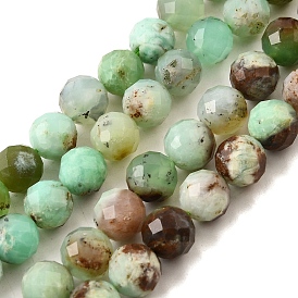 Натуральные хризопразные бисерные пряди, граненые, круглые