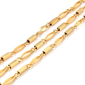 Brass Link Chains, Long-Lasting Plated, Unwelded, Rectangle & Oval & Round, with Spool, Cadmium Free & Nickel Free & Lead Free