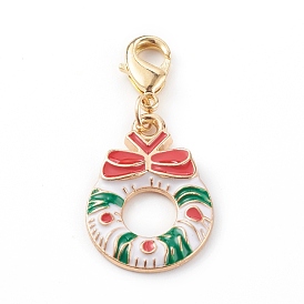Pendentifs en alliage d'émail sur le thème de Noël, avec fermoirs mousquetons en laiton  , guirlande de noël