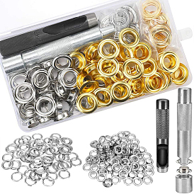 Brass Grommet Eyelets Tool Kit, with Hole Cutter, Mandrel and Storage Box