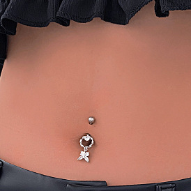 304 anneaux de nombril en acier inoxydable avec micro pavé de zircones cubiques, platine
