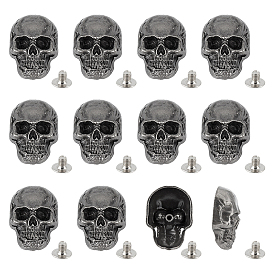 12шт. декоративные заклепки из сплава, с железным винтом, для поделок багажа и аппаратных принадлежностей, череп