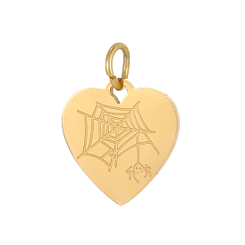 304 подвески из нержавеющей стали, сердце с паутиной, ионное покрытие (ip)