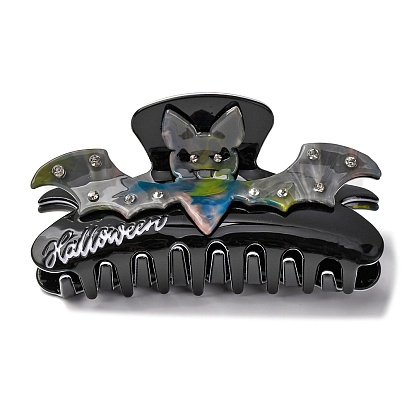 Заколки-когти из ПВХ на хэллоуин, аксессуары для волос для женщин, с пластиковыми стразами