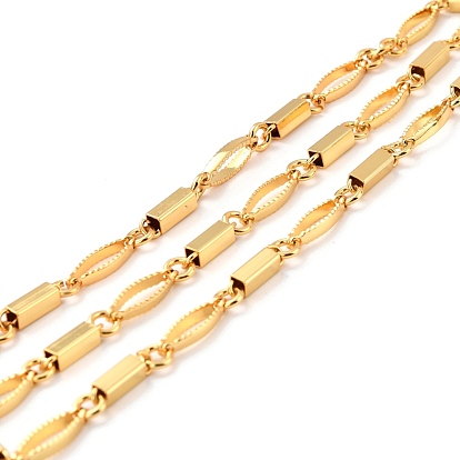 Brass Link Chains, Long-Lasting Plated, Unwelded, Rectangle & Oval & Round, with Spool, Cadmium Free & Nickel Free & Lead Free