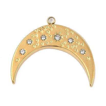 304 из нержавеющей стали горный хрусталь подвески, ионное покрытие (ip), луна, зона сетки координат