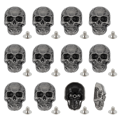 12шт. декоративные заклепки из сплава, с железным винтом, для поделок багажа и аппаратных принадлежностей, череп