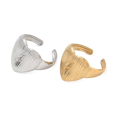 304 Stainless Steel Finger Rings Components, with Loop, Heart, Ion Plating(IP)