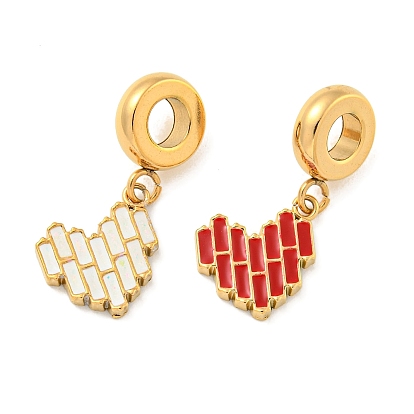 304 европейские подвесные подвески из нержавеющей стали с эмалью, Подвески с большими отверстиями, шарма сердца, золотые