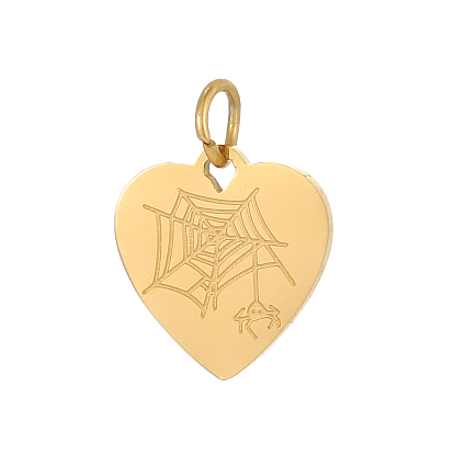 304 подвески из нержавеющей стали, сердце с паутиной, ионное покрытие (ip)