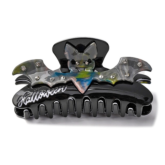 Заколки-когти из ПВХ на хэллоуин, аксессуары для волос для женщин, с пластиковыми стразами