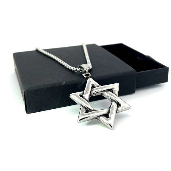Винтажные ожерелья из нержавеющей стали со звездой Давида для мужчин