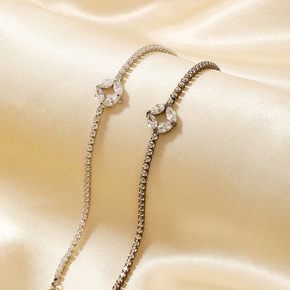 Браслеты из медной монеты и латунных звеньев со стразами, теннисный браслет, элегантные украшения в европейско-американском стиле для женщин, кристалл