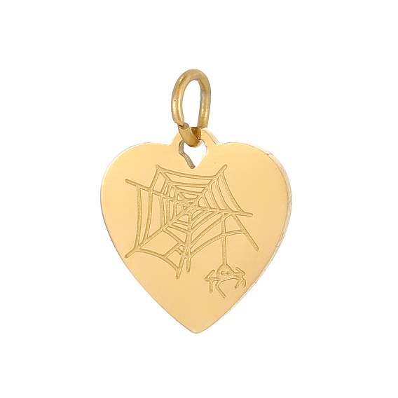 304 подвески из нержавеющей стали, сердце с паутиной, ионное покрытие (ip)