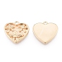Brass Charms, Cadmium Free & Nickel Free & Lead Free, Heart with Flower
