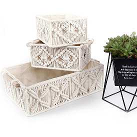 Коробочки из хлопчатобумажной ткани макраме, плетеная салфетница в стиле бохо, прямоугольные