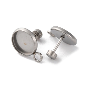304 находка серег из нержавеющей стали, плоские круглые серьги, с горизонтальными петлями и гайкой 1шт., без кадмия, без никеля и без свинца
