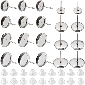160шт. 4 размер 304 фурнитура для сережек-гвоздиков из нержавеющей стали, серьги настройки, плоско-круглые, с 160 пластиковыми ушными гайками