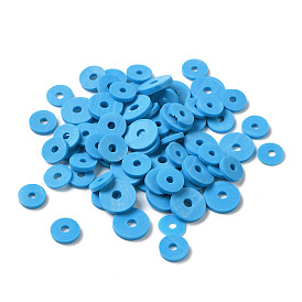 Perles en fimo faits à la main, pour les fournitures de bricolage bijoux artisanat, disque / plat rond, perles heishi