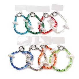 Alloy & Glass & Acrylic Beads Mobile Straps, with Mobile Phone Lanyard Patch