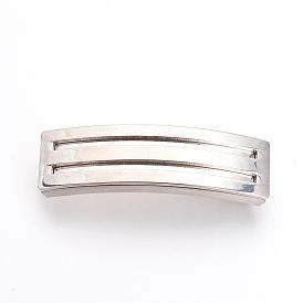 201 Stainless Steel Slide Charms, Polished, Rectangle