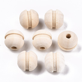 Unfinished Natural Wood Beads, Undyed, Round