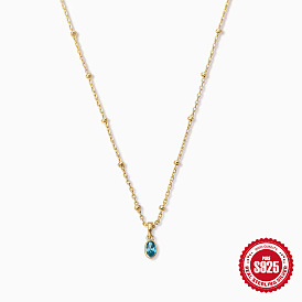 Elegant Blue Diamond Sterling Silver Necklace for Women