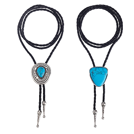 2шт. 2 стильные подвески в виде треугольника из сплава и синтетической бирюзы в стиле бохо, колье-лариата