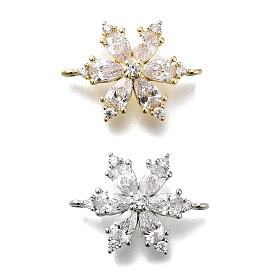 Подвески-скрепки из латуни с прозрачным кубическим цирконием и снежинками