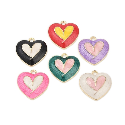Подвески из эмали и сплава, шарма сердца, золотые