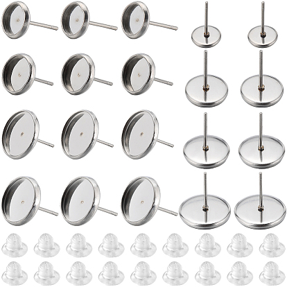 160шт. 4 размер 304 фурнитура для сережек-гвоздиков из нержавеющей стали, серьги настройки, плоско-круглые, с 160 пластиковыми ушными гайками