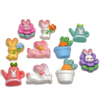 Непрозрачные кабошоны из смолы, кролик и морковь