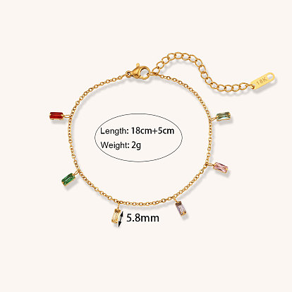 Colorful Stainless Steel Bracelet with Minimalist Design and Cubic Zirconia - Elegant, Unique